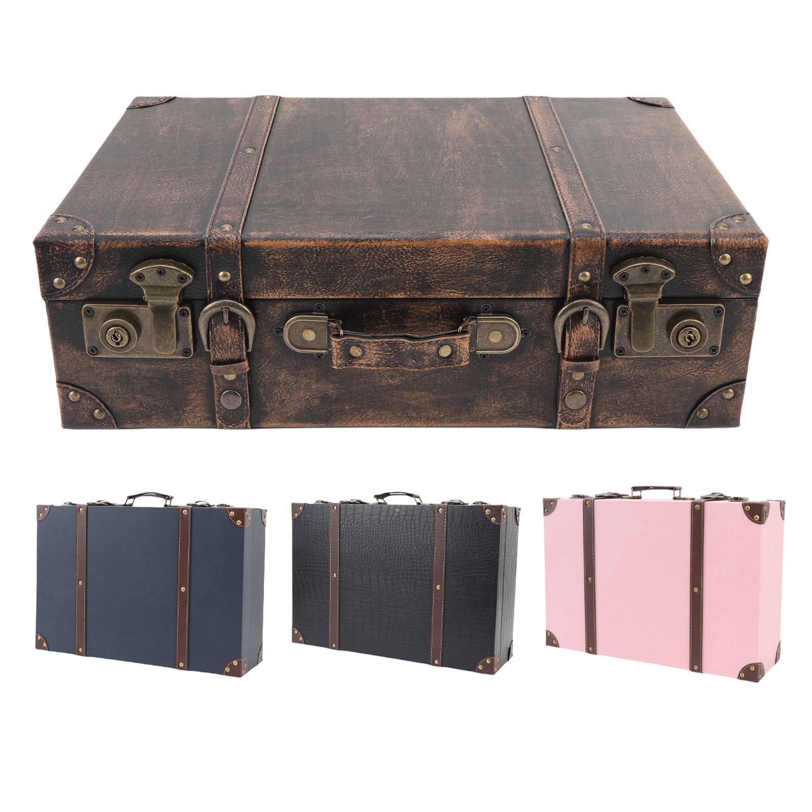 Retro Vintage Trunk Suitcase - Vintage Suitcase Box Travel Style Decorative
