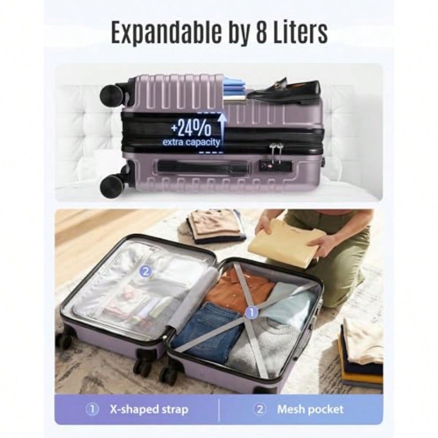Expandable Carry On Lage 22x14 - Spinner Wheel Rolling Suitcase 20 Inch review and price