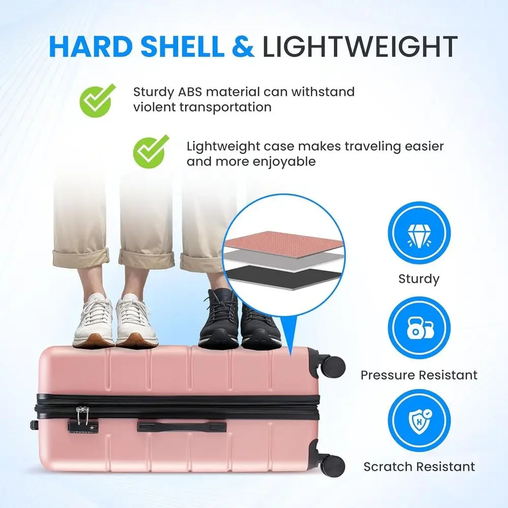 3-Piece Large Suitcase Set wit - Expandable Hard Shell Luggage Set review and price