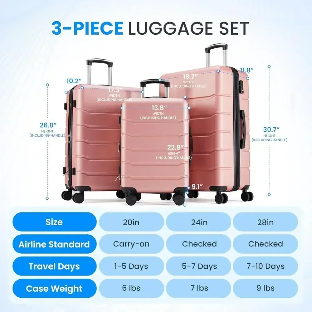 3-Piece Large Suitcase Set wit - Expandable Hard Shell Luggage Set review and price