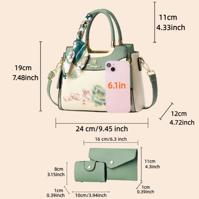3-piece embroidered handbag se - Wallets review and price